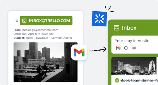 Illustration of an email being turned into a Vello card.